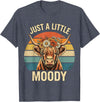 Just A Little Moody Funny Cow Tee Highland Cow Vintage Flower Funny Farm Farmer T-Shirt - Heather Blue