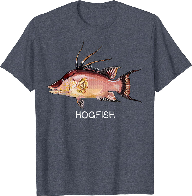 Hogfish Gift Co. Hogfish Saltwater Game Fish T-Shirt - Heather Blue