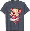 Pig Ballet Dancer Ballerina Pig Dancing T-Shirt - Heather Blue