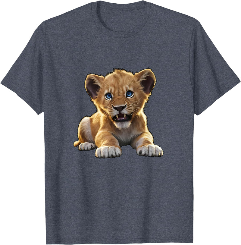 Lion Cubs Cute Lion Shirt Lions Lovers Gifts Lion Cub Angry Lion Lovers Lion Shirt Boys Girls Male Lions T-Shirt - Heather Blue