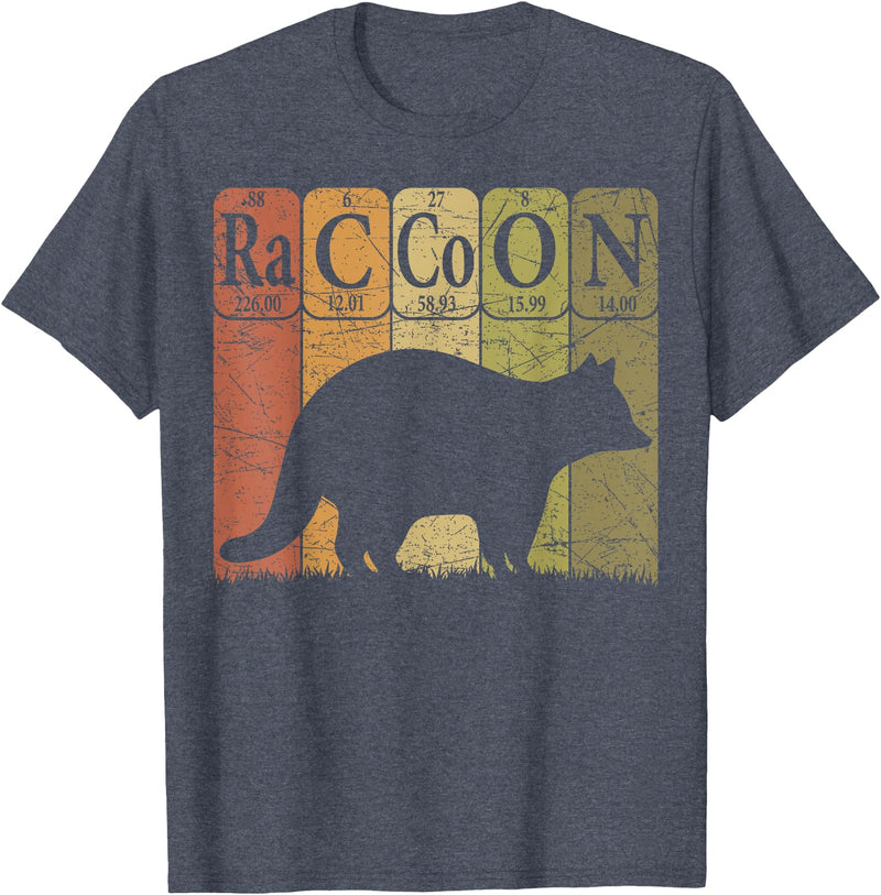 Raccoon Periodic Chemistry Elements Retro Racoon Raccoon Periodic Table Elements Racoon Nerd Vintage T-Shirt - Heather Blue
