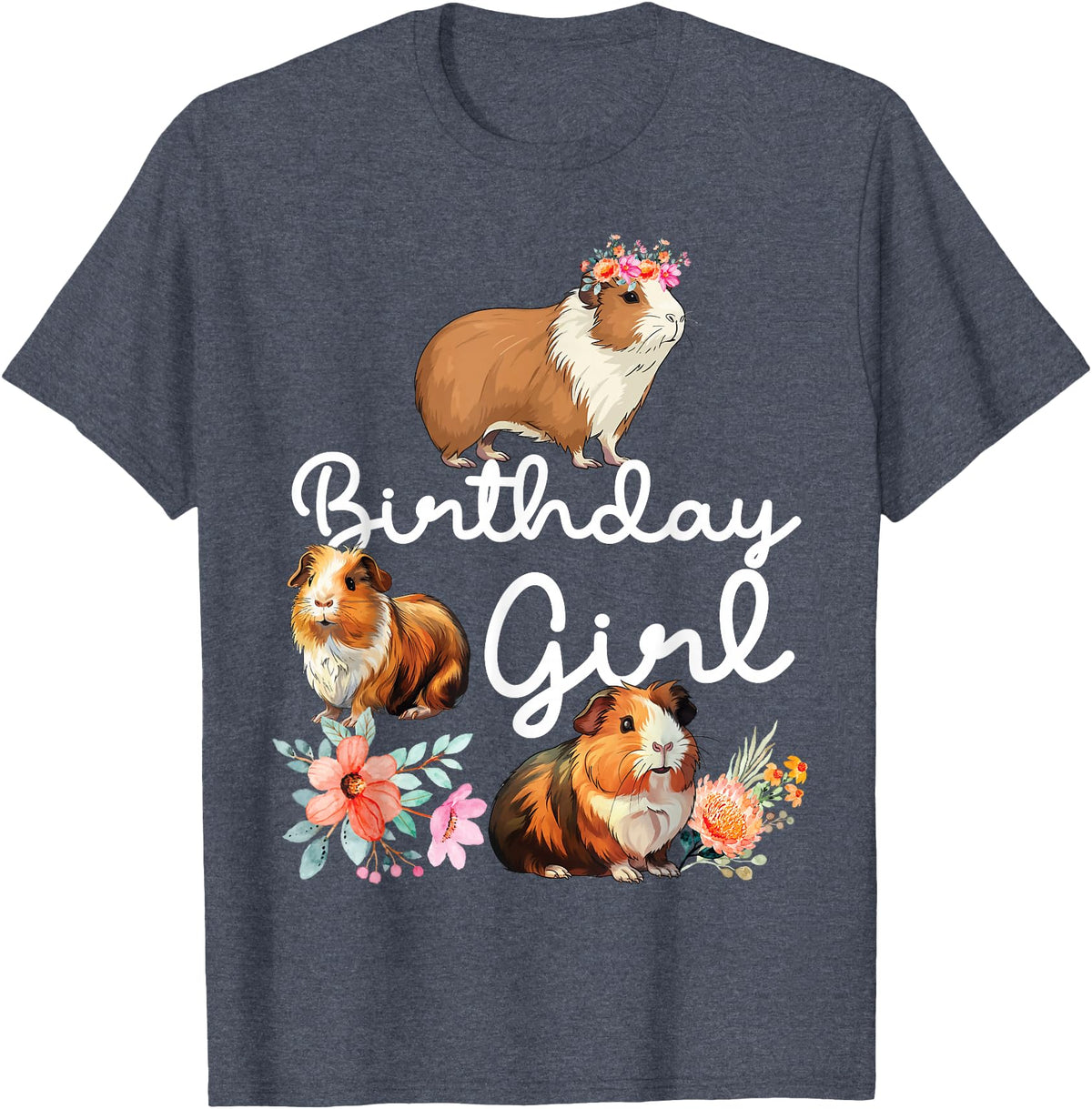 Cute Guinea Pig Lover HS0 Guinea Pig Birthday Girl T-Shirt - Heather Blue