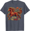 chinese new year outfits firehorse 2026 Chinese New Year of The Horse 2026 Fire Horse China Lunar T-Shirt - Heather Blue