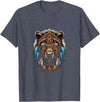 Native American Day American Indian Pride Bear Native American Indian Headdress Feather Tribal Bears T-Shirt - Heather Blue