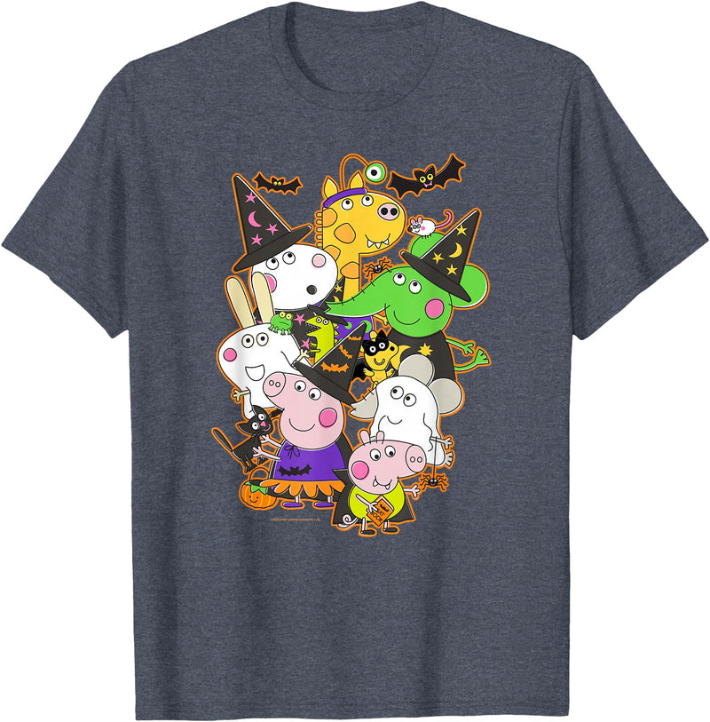 Peppa Pig Halloween Happy Costumes Group Shot T-Shirt - Heather Blue