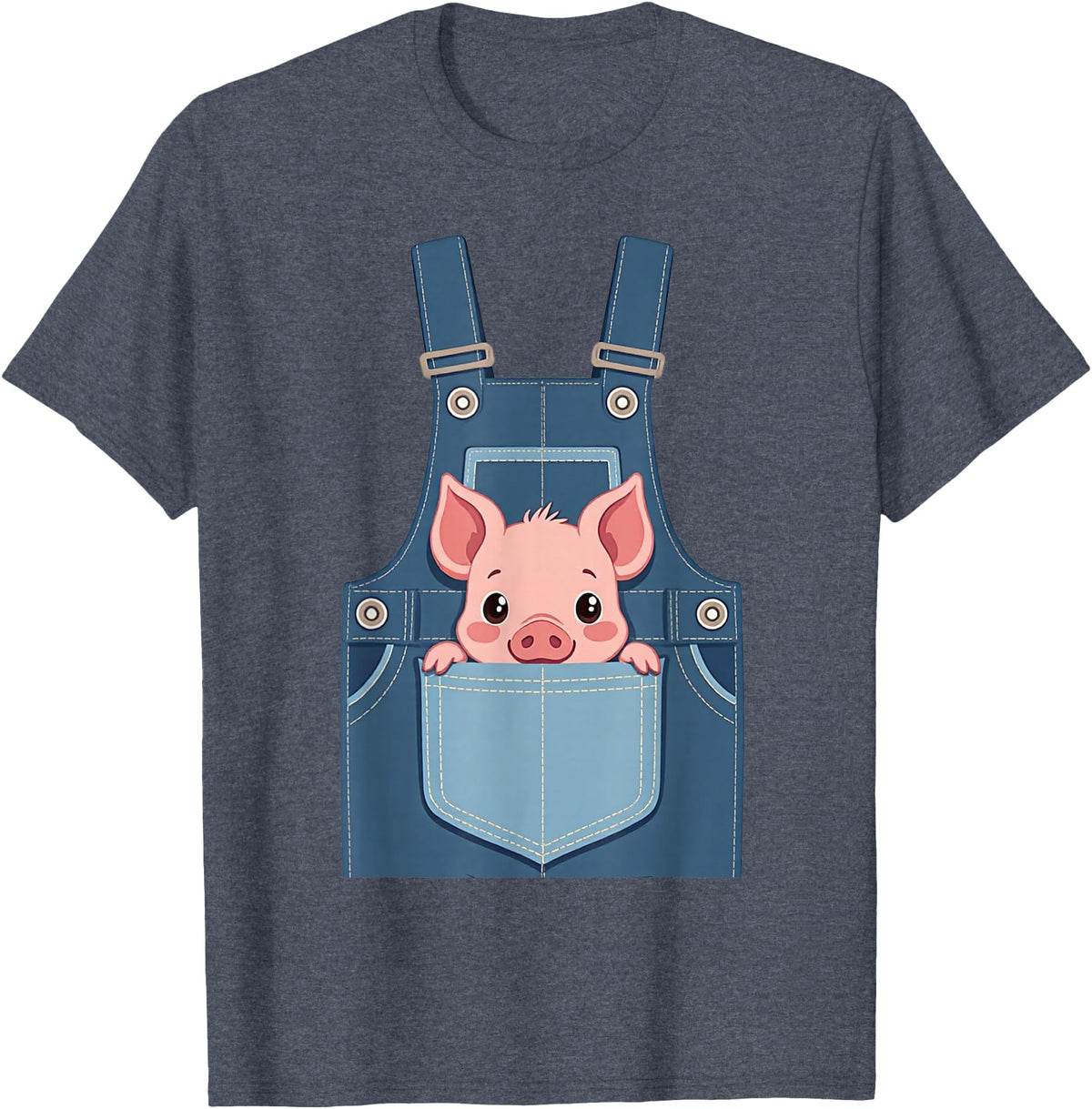 Pig Farm Animal Costumes Pig Costume - Funny Farmer, Pocket, Farm, Women, Men, Kids T-Shirt - Heather Blue