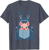 Pig Farm Animal Costumes Pig Costume - Funny Farmer, Pocket, Farm, Women, Men, Kids T-Shirt - Heather Blue