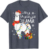 Funny Fa La La Llama Christmas Shirt FA La La Llama Christmas Funny Lllama Lover Xmas Pajamas T-Shirt - Heather Blue