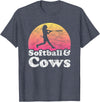 Softball and Cows Apparel Co Softball and Cows Women or Girls Cow T-Shirt - Heather Blue