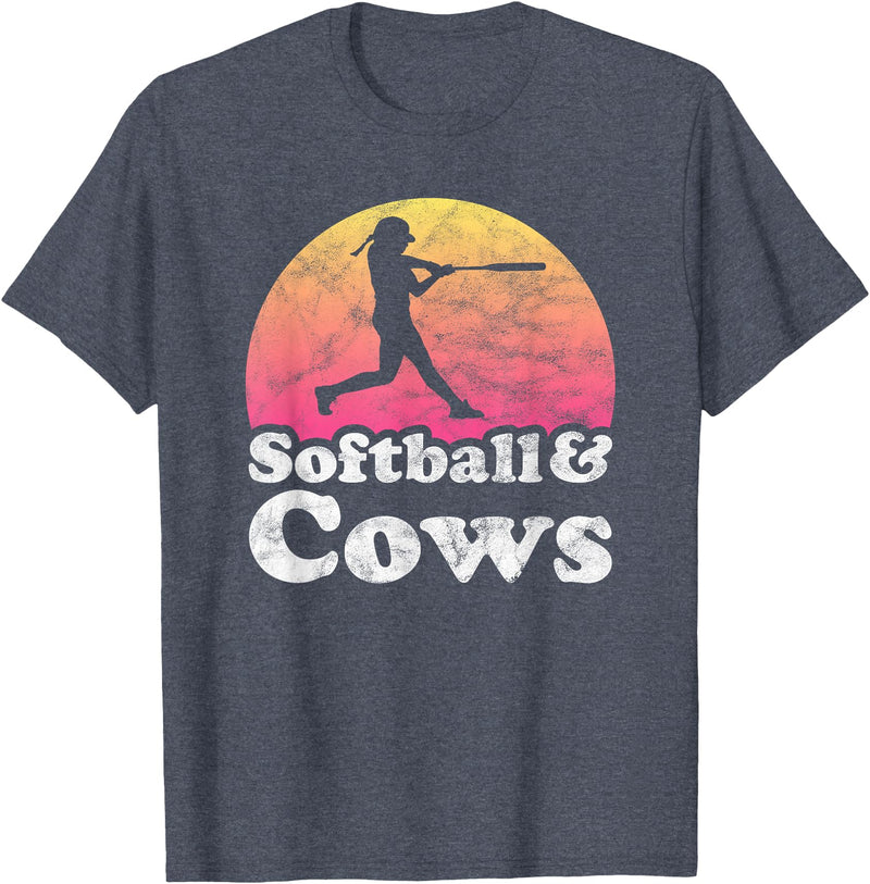 Softball and Cows Apparel Co Softball and Cows Women or Girls Cow T-Shirt - Heather Blue