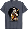 Music Lovers Alpaca Llama playing Guitar Llama playing Electric Guitar, Llama Guitarist T-Shirt - Heather Blue