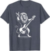 Funny Guitar Lion Lovers Costume for Guitarist Rock n Roll Lion Playing Guitar Funny Men Women Lion T-Shirt - Heather Blue
