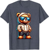 Rappers Aesthetic Urban Teddy Bear Graphic Hip Hop Teddy Bear Graphic Bears Cool Hip Hop Streetwear Colorful T-Shirt - Heather Blue