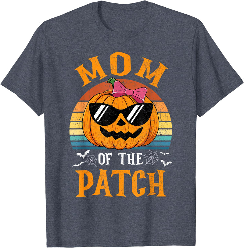 Halloween Pumpkin Patch Family Group Matching Pumpkin Mom Of The Patch Halloween Costume Family T-Shirt - Heather Blue