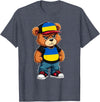 Ukrainian Teddy Bear Breakdance Rapper Ukrainian Flag Teddy Bear Ukraine Hip Hop T-Shirt - Heather Blue