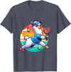 Funny Cute Animals Playing Tennis Apparel Llama Playing Tennis in Front of a Sunset T-Shirt - Heather Blue
