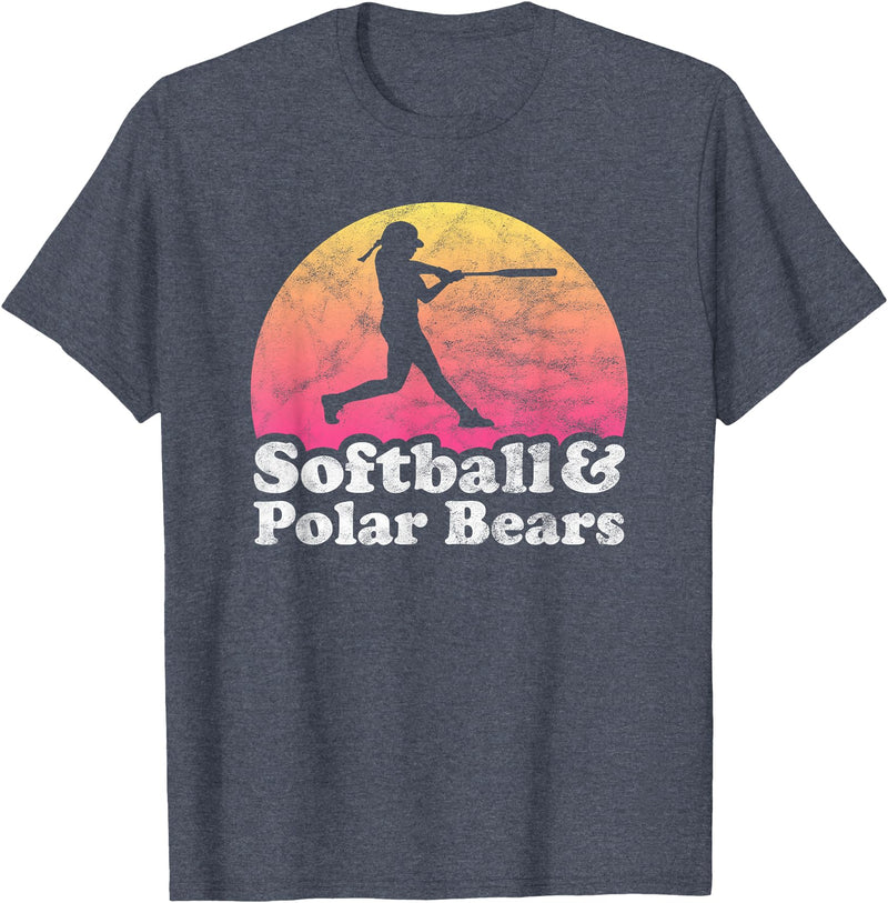 Softball and Polar Bears Apparel Co Softball and Polar Bears Women or Girls Polar Bear T-Shirt - Heather Blue