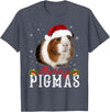 Funny Guinea Pigs Lover T-Shirts Gifts Cute Merry Pigmas Face Mask Funny Guinea Pig Christmas Santa Xmas T-Shirt - Heather Blue