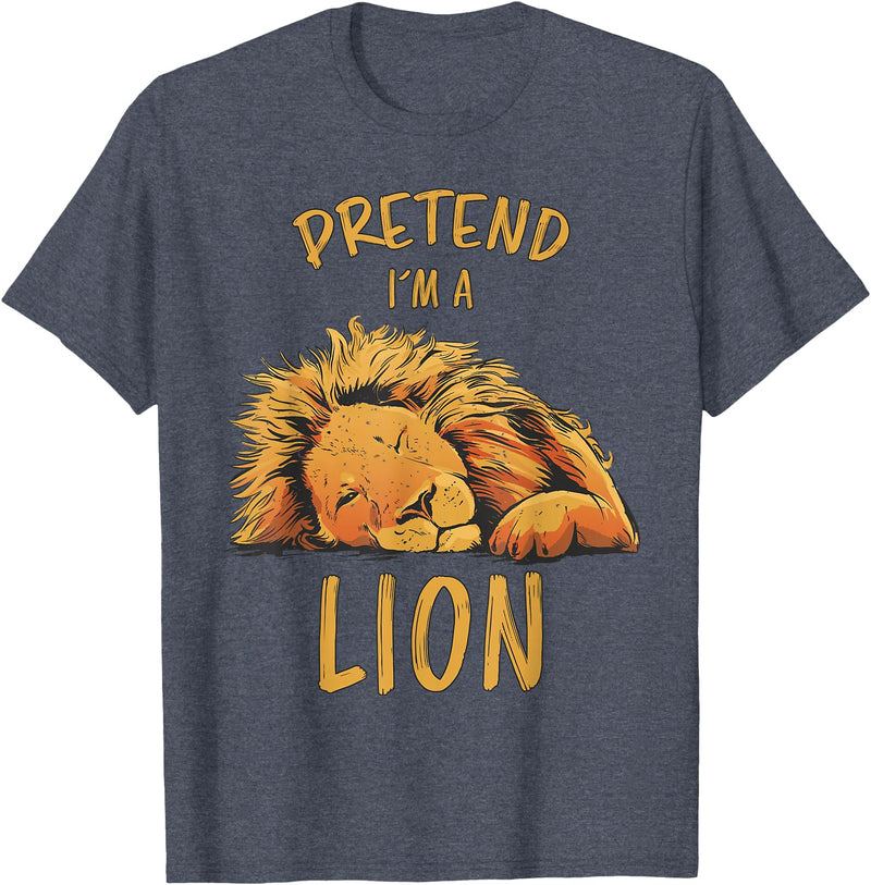 Funny Lions Zoo Safari Sleeping Lion Design Pretend Im A Lion Design Lion Sleeping Zoo Safari Lions T-Shirt - Heather Blue