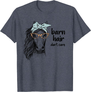 Girl Horse Shirts by Southerngal Cute Horse Love Girl Shirt Barn Hair Don't Care Cowgirl Gift T-Shirt - Heather Blue