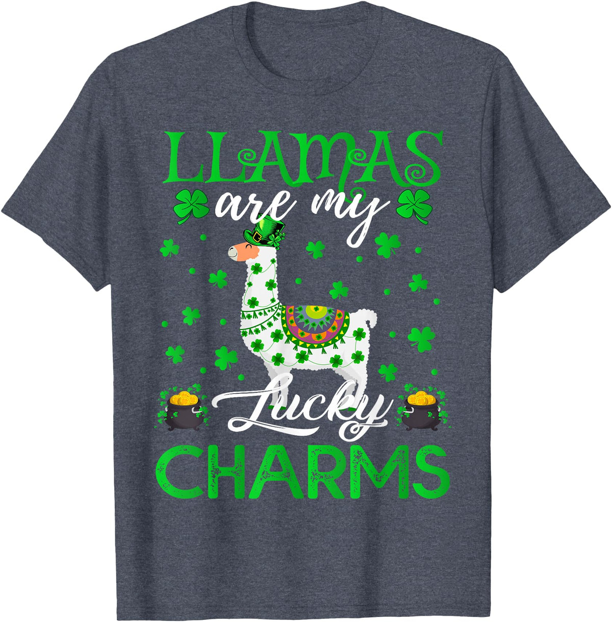 Llama St. Patrick's Day Gifts Llamas Are My Lucky Charms St. Patrick's Day T-Shirt - Heather Blue