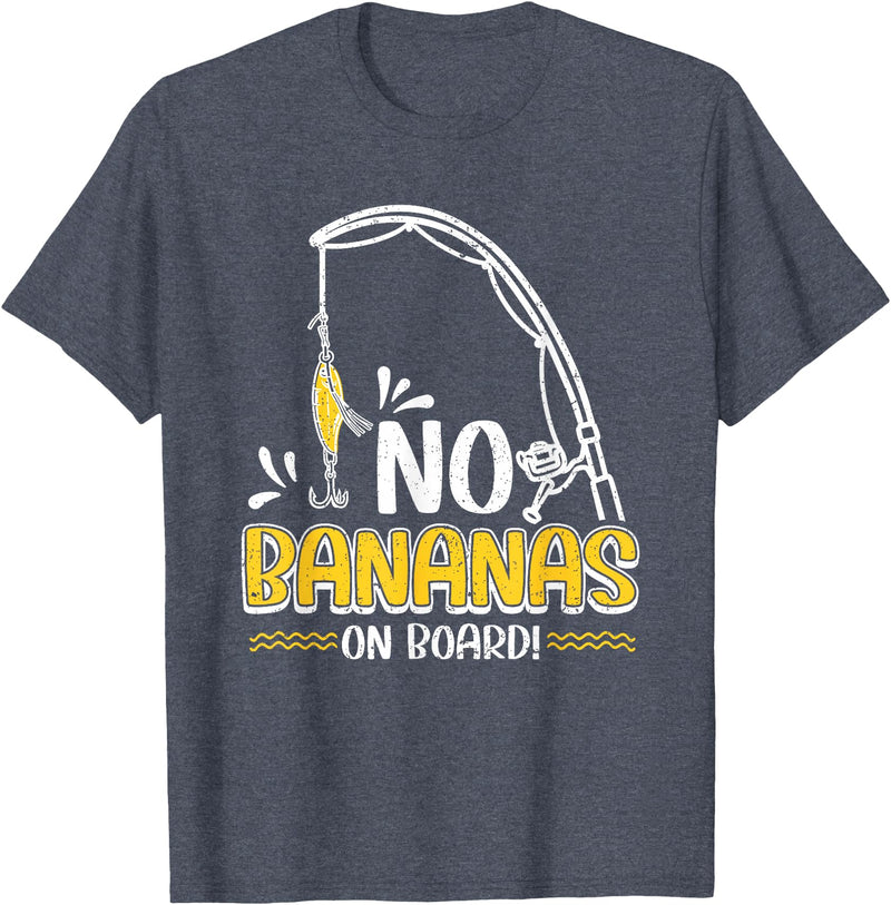 Funny Fishing Gifts for Men and Women No Bananas Fishing Saying Fisherman Fishing T-Shirt - Heather Blue