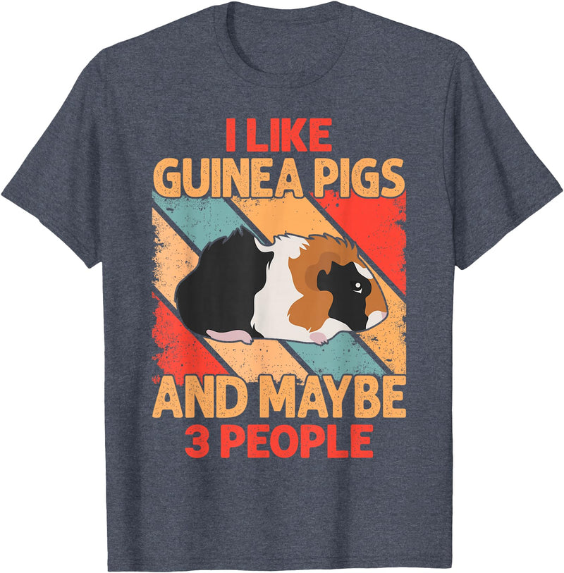 Funny Guinea Pig Gifts For Women Men Kids by DMTRY I Like Guinea Pigs And Maybe 3 People T-Shirt - Heather Blue