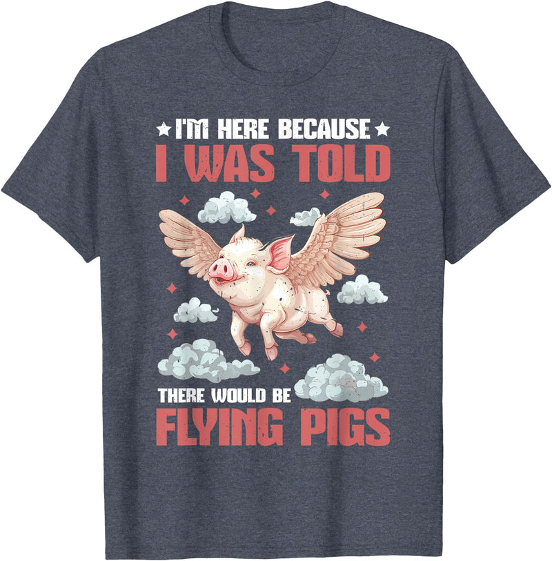 Flying Pigs FH I'm Here Because I Was Told There Would Be Flying Pigs_ ---- T-Shirt - Heather Blue
