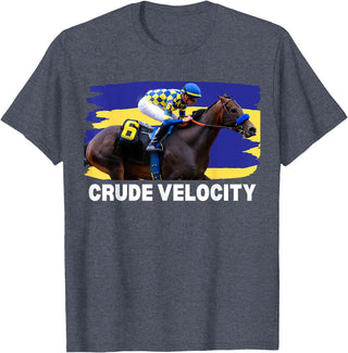 Handicapping Horse Gear Crude Velocity Horse, Horse Racing, Santa Anita, Del Mar T-Shirt - Heather Blue