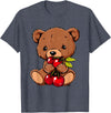 Cute Cherry Animals Cherry Bear Cute Bear Nature Cherry Fruit Artwork Wildlife T-Shirt - Heather Blue