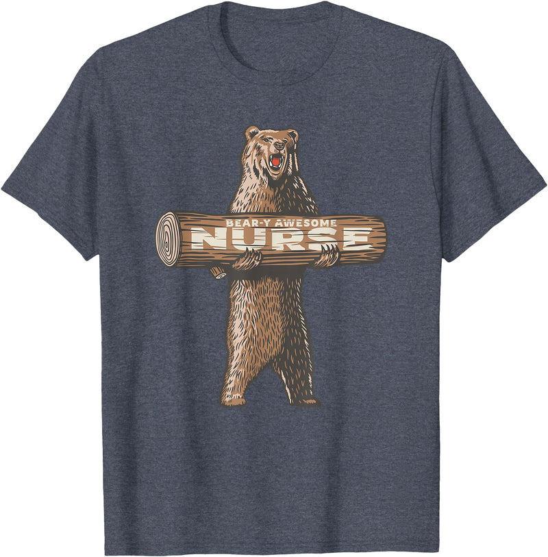Cartba Nursing Co. Awesome Nurse Funny Saying | Fun Nursing Appreciation T-Shirt - Heather Blue