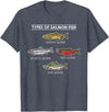 Awesome Fishing Designs Types of Salmon Fish for Salmon Fishing T-Shirt - Heather Blue