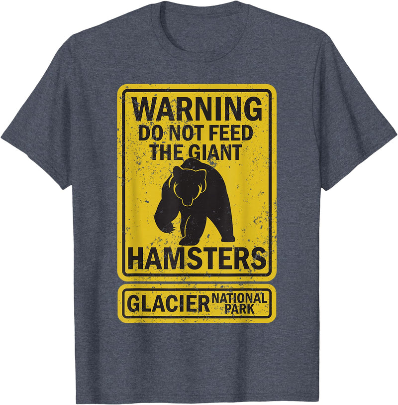 Montana Wildlife Nature Apparel Funny Glacier National Park Grizzly Brown Bear Souvenir Gift T-Shirt - Heather Blue