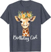 Zoo Animal Matching Birthday Girl Party Outfits Giraffe Birthday Girl Outfit for Wife Zoo Birthday Party T-Shirt - Heather Blue