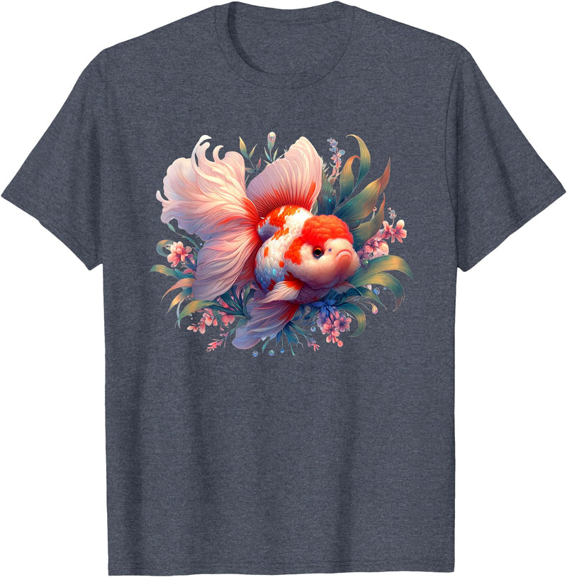 Oranda Goldfish Art Tees Unusual design by Thai Oranda Goldfish for breeders and pet owners T-Shirt - Heather Blue