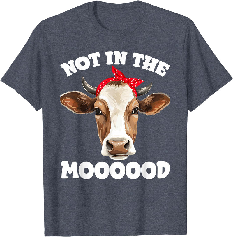 Don't Talk To Me Designz Not In The Mood Sarcastic Heifer Dairy Cow Midwest Farmer T-Shirt - Heather Blue