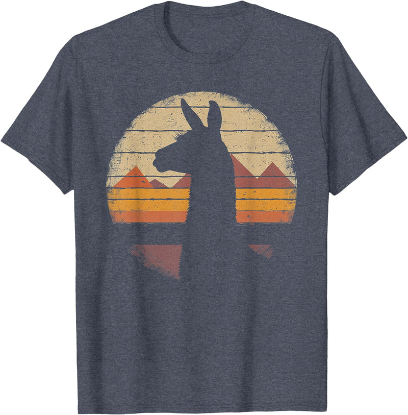 Llama Alpaca - Retro 70s 80s - Birthday Llama Alpaca - Retro 70s 80s Graphic Vintage Men Women T-Shirt - Heather Blue