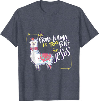 Christian and Jesus apparel - no probllama Design No Prob Llama is Too Big for Jesus Gift Idea T-Shirt - Heather Blue