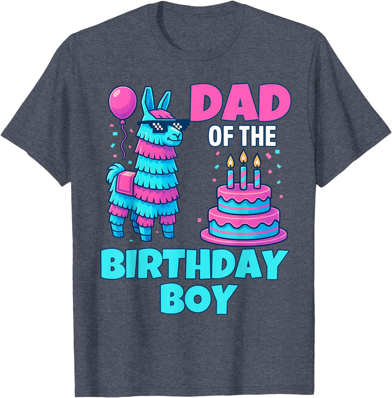 gaming gamer Birthday Llama Pinata Family Apparel dad of Birthday Boy Llama Pinata Party Family mathing Men T-Shirt - Heather Blue
