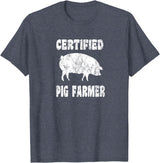 Pig Gifts for Men Women Boys Girls Toddlers by RJ - Unisex Adults Black Cotton 65% Polyester 35% Modern Animal Print Crew Neck Short Sleeve T-Shirt - Small - Office, Work - Casual - 1 Count - Heather Blue