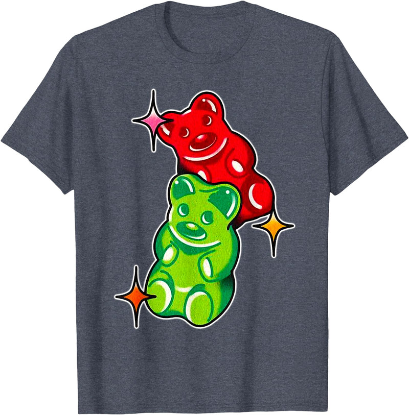Urban Empyre Gummy Bear Candy Red Green T-Shirt - Heather Blue