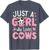 Funny Cow Farm Animal Lover Cow Cute Just a Girl Who Loves Cows T-Shirt - Heather Blue
