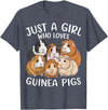Funny Guinea Pig Lover Guinea Pigs Just a Girl Who Loves Guinea Pig T-Shirt - Heather Blue
