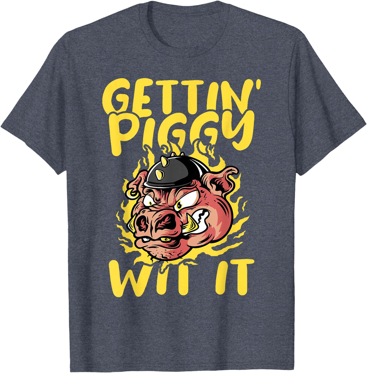 Funny Pig Roast BBQ Gifts Pork Rub Barbecue Lover Pig Roast Barbecue Getting Piggy Wit It BBQ T-Shirt - Heather Blue