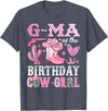 Pink Western Cowgirl Bday Party Family Matching G-Ma Of The Birthday Cow-Girl Rodeo Cowgirl Bday T-Shirt - Heather Blue
