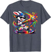 Funny Dripping Drip Rabbit Bunny Baseball Easter Men Boy Kid T-Shirt in Heather Blue