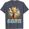 Giraffes Giraffe Lovers Shop Just a Boy who loves Giraffes. Giraffes Giraffe T-Shirt - Heather Blue