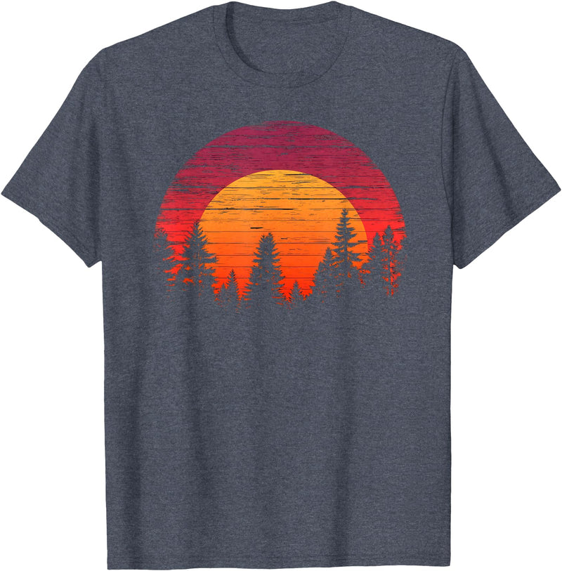 The Wilderness Reflection merch Retro Wilderness Bear Trees Reflection Outdoor Forest T-Shirt - Heather Blue