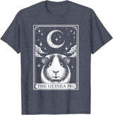 Retro Guinea Pig Lover The Moon Halloween Tarot Card Vintage Crescent Moon Guinea Pig Mom Pet Lovers T-Shirt - Heather Blue