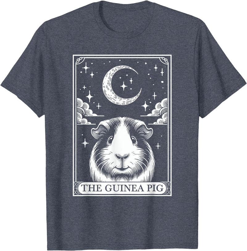 Retro Guinea Pig Lover The Moon Halloween Tarot Card Vintage Crescent Moon Guinea Pig Mom Pet Lovers T-Shirt - Heather Blue